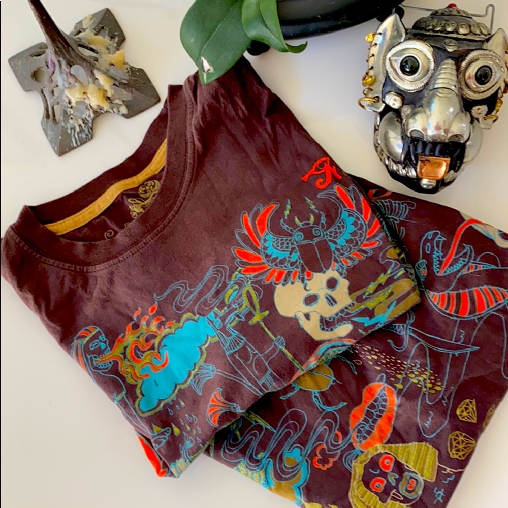 Egypt-Themed Skull Print Short Sleeve T-Shirt